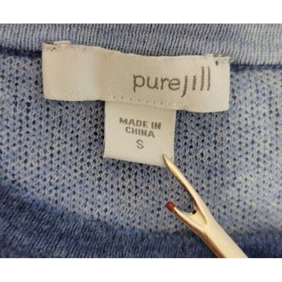J Jill Pure Jill Blue Pullover Sweater Sz S Front Pockets Cotton/ Wool Blend - Picture 6 of 6